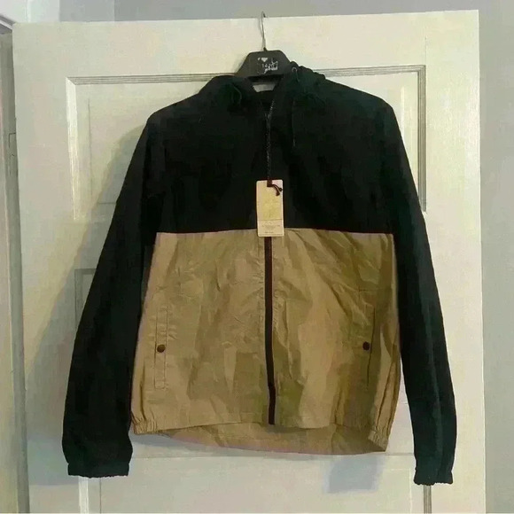 Nomad Boarding Pass Jacket Khaki Black Windbreaker Full Zip Mens M Lightweight - Picture 1 of 12